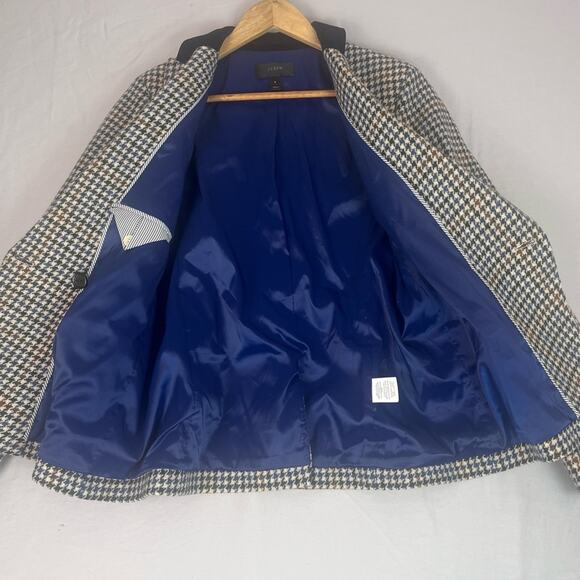 J Crew Dover Houndstooth Blazer Womens 8 Wool Academia Preppy Double Breasted - Picture 7 of 13